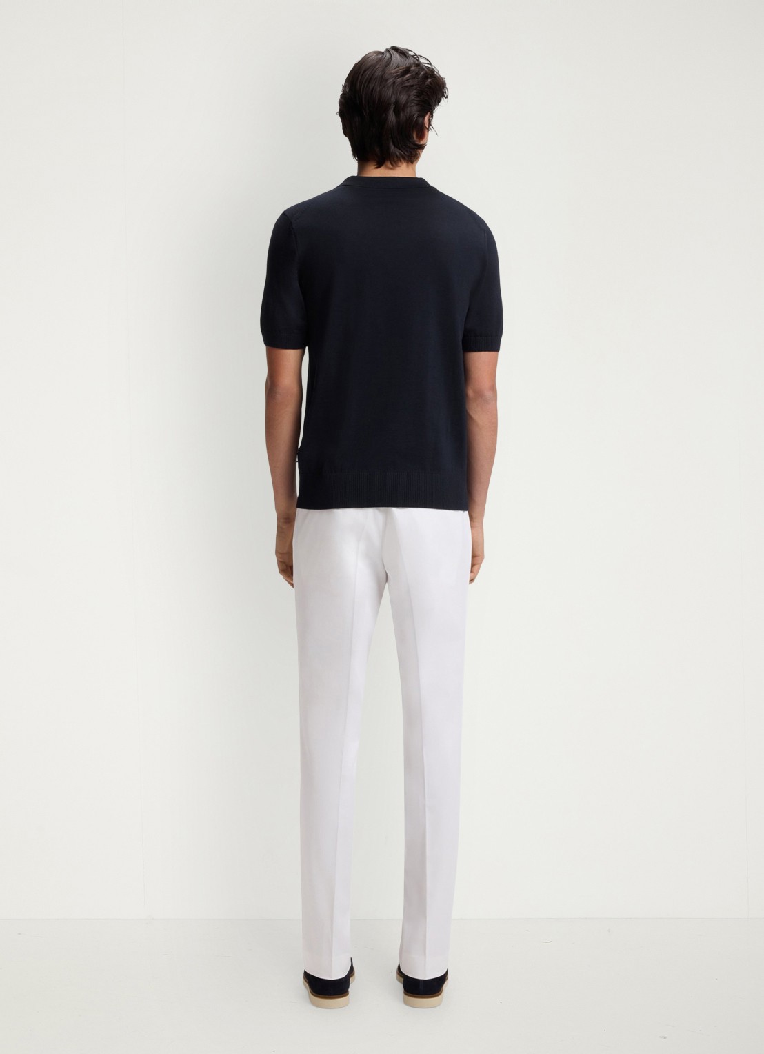 BOSS Fijngebreide trui met polokraag - achterkant blauw