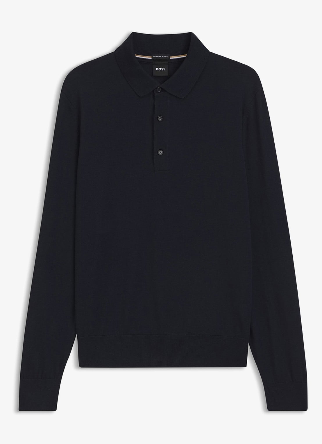 BOSS Fijngebreide trui met polokraag - voorkant 5 blauw