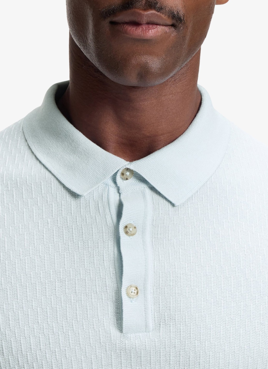 BOSS Fijngebreide trui met polokraag - detail 3 lichtblauw