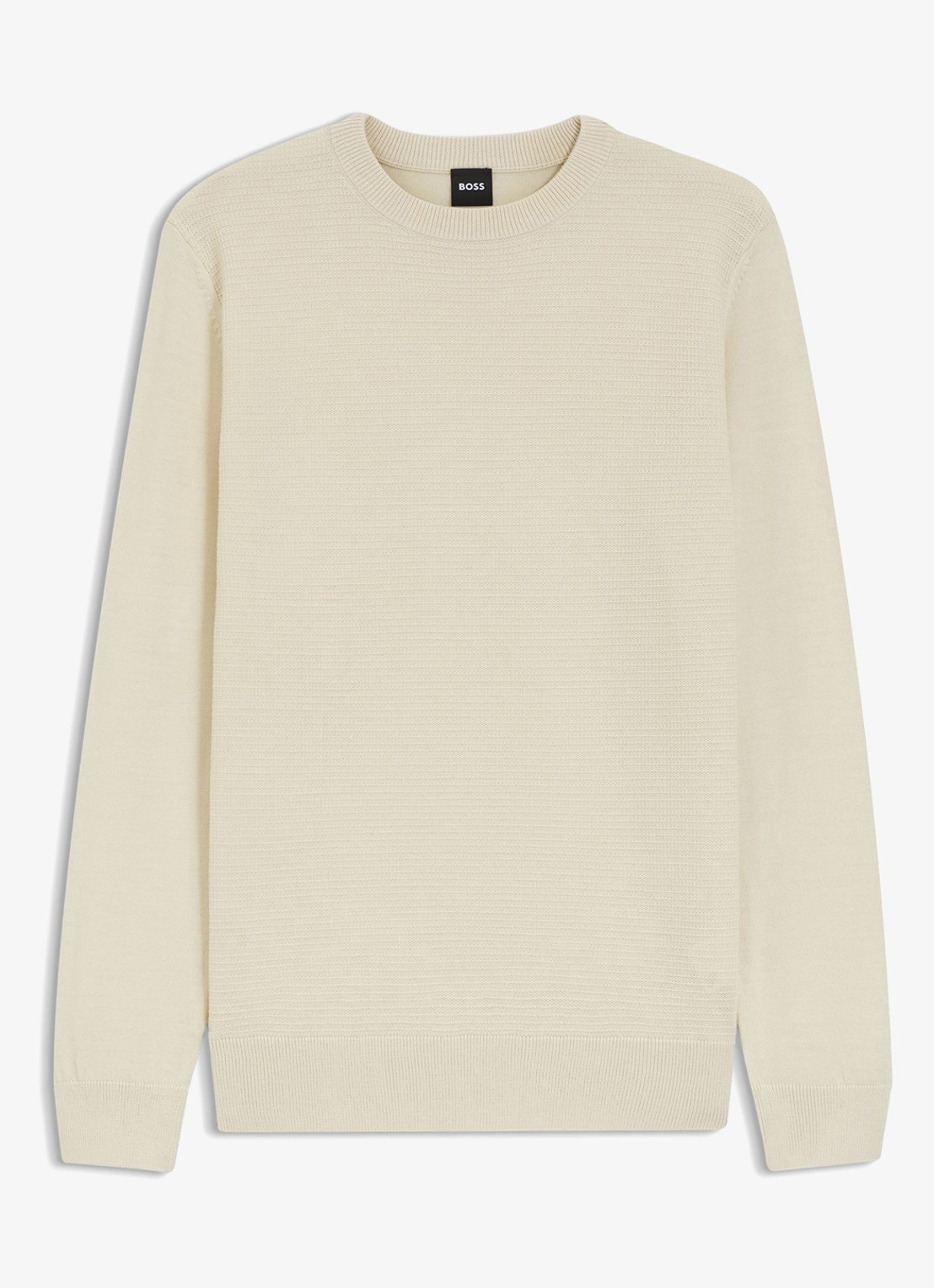 BOSS Fijngebreide trui met structuur - voorkant 3 beige