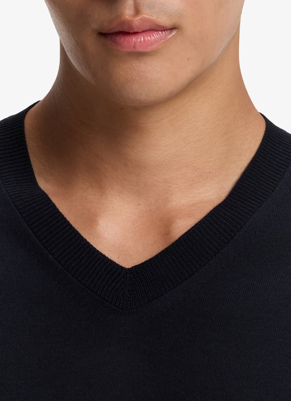 BOSS Fijngebreide trui met V-hals - detail 5 blauw