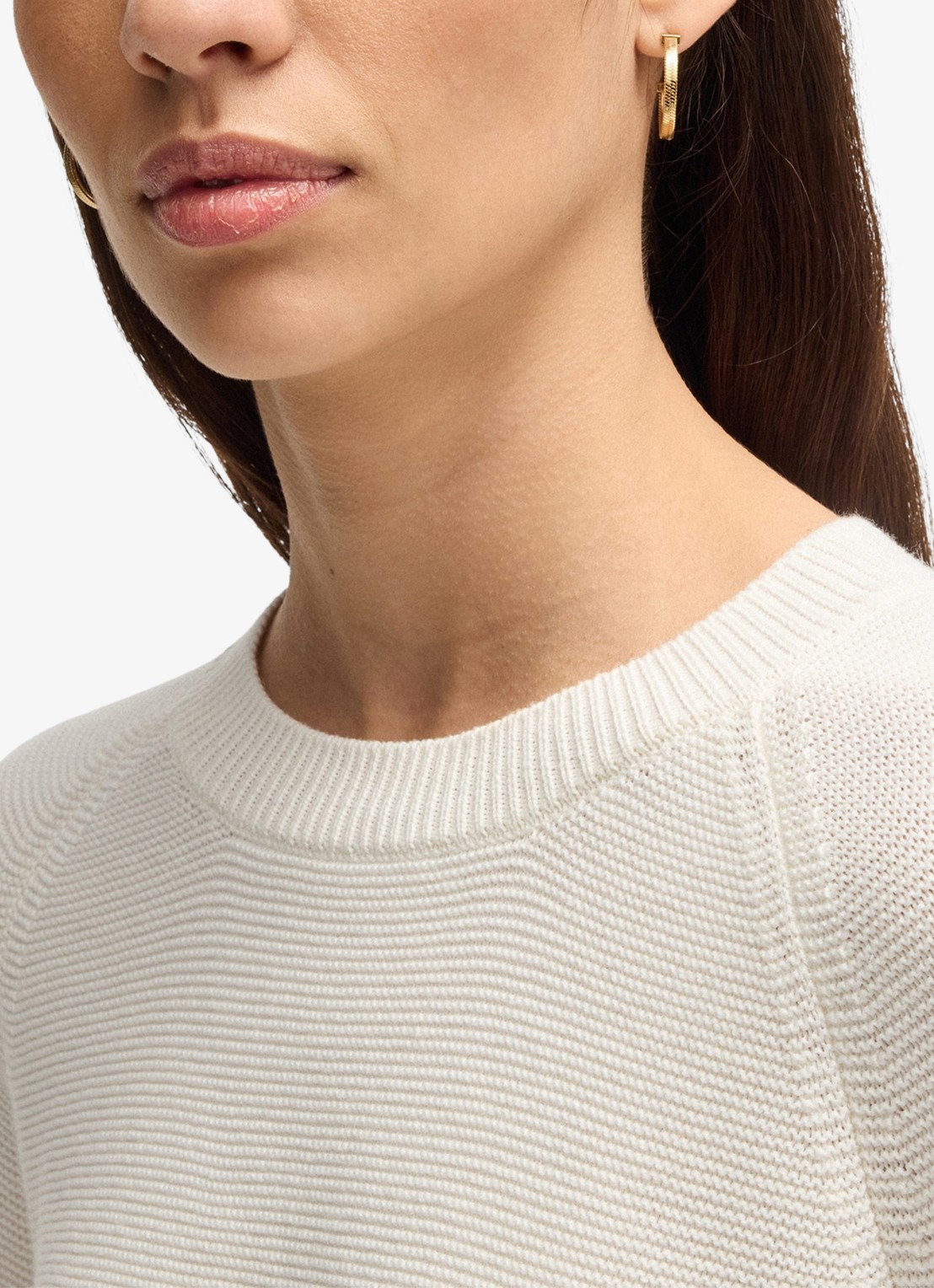 BOSS Fovila fijngebreide pullover met ronde hals - detail 4 gebroken wit