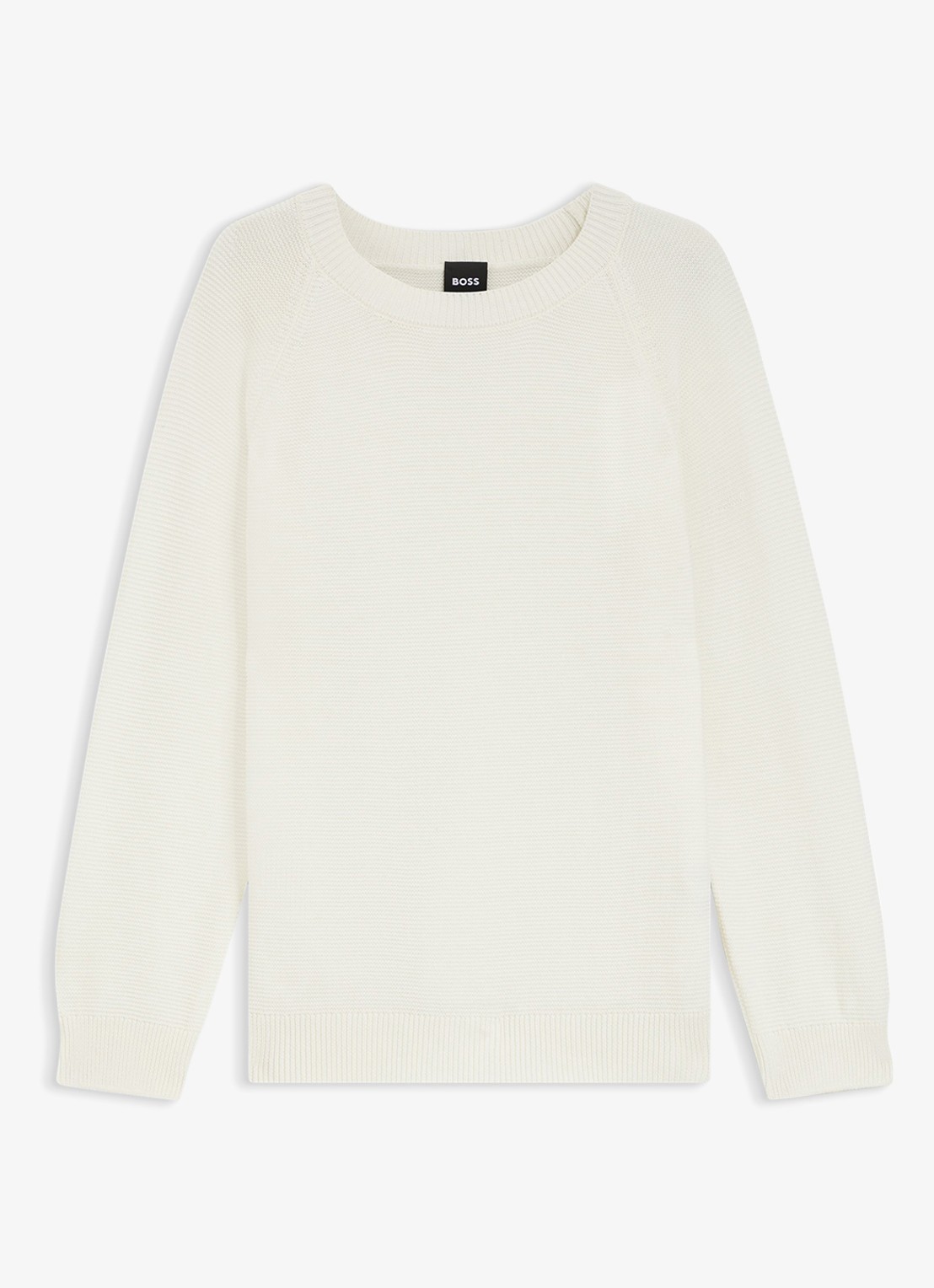 BOSS Fovila fijngebreide pullover met ronde hals - voorkant 6 gebroken wit