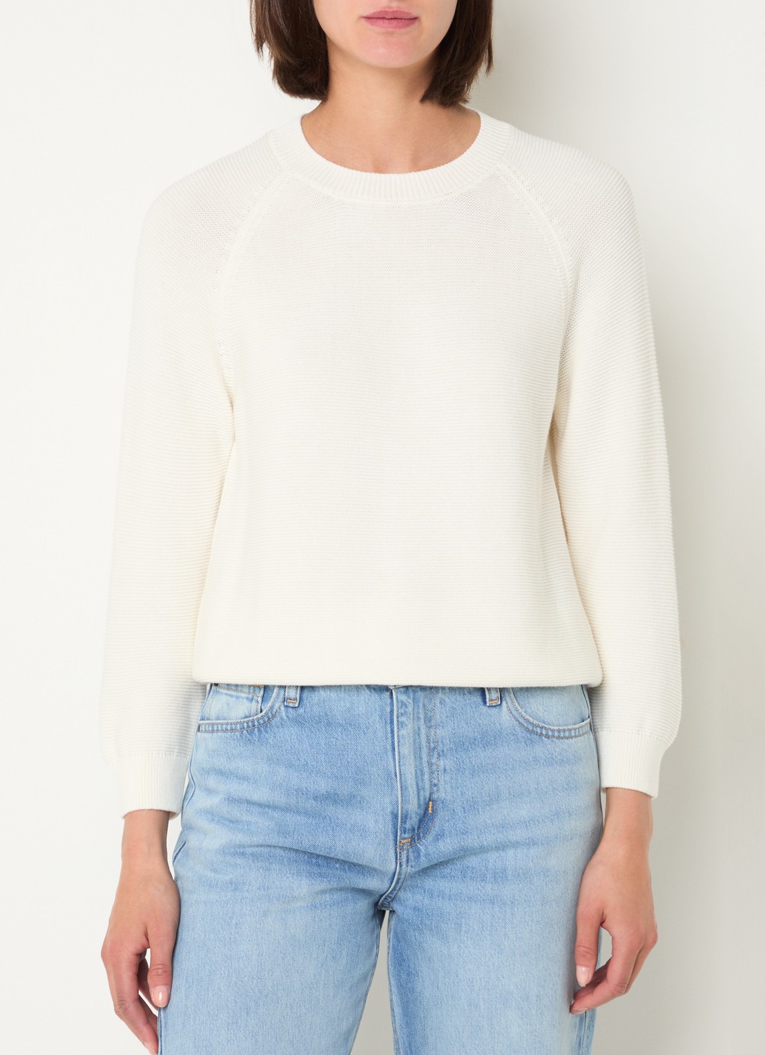 BOSS Fovila fijngebreide pullover met ronde hals - detail 5 gebroken wit