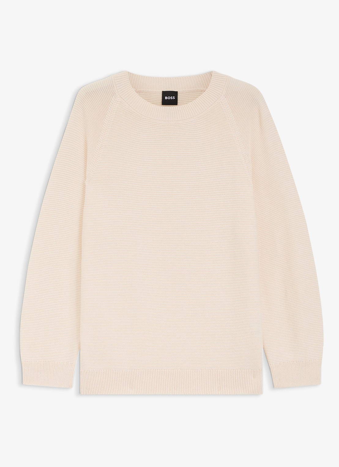 BOSS Fovila fijngebreide pullover met ronde hals - voorkant beige