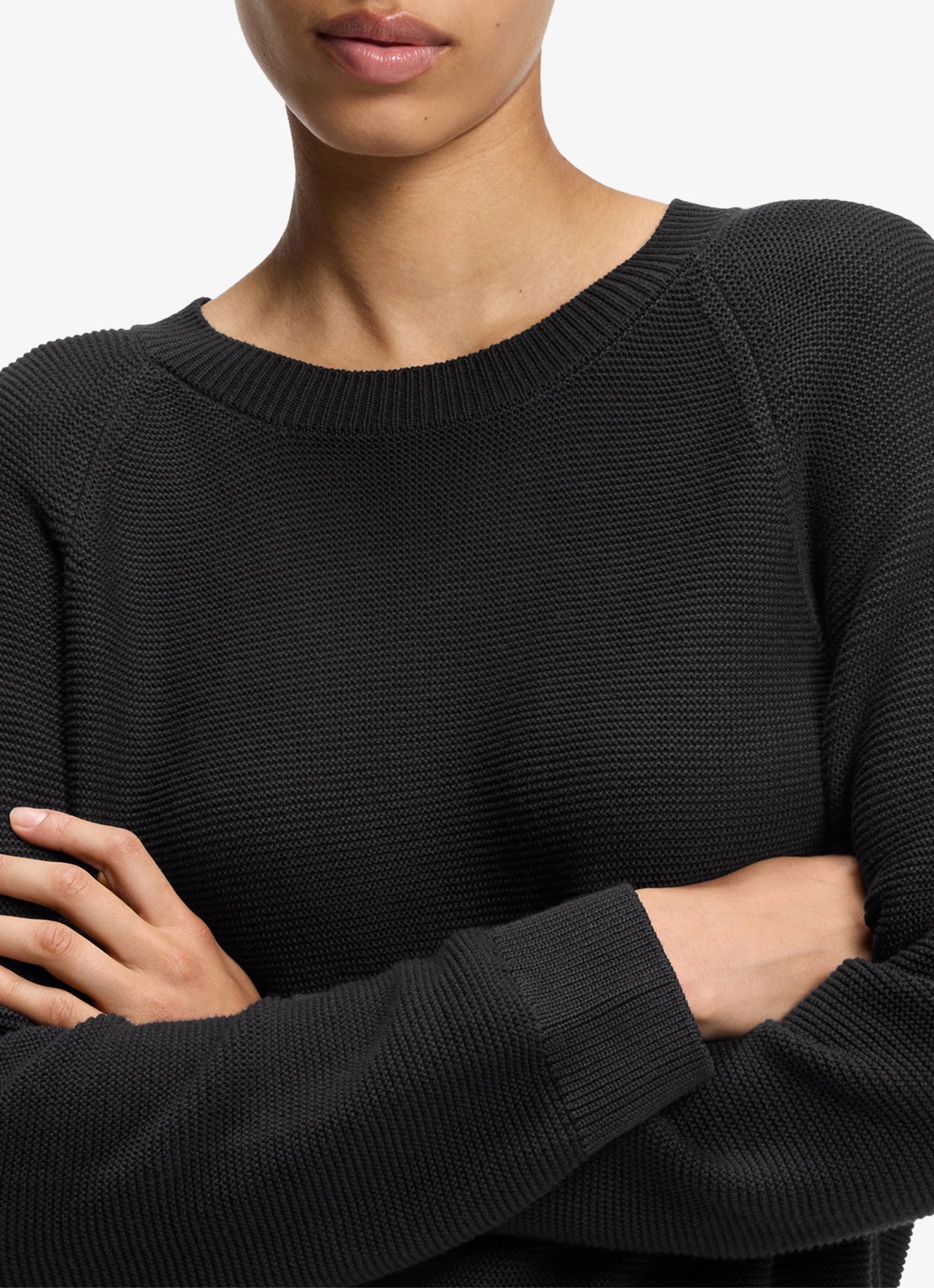 BOSS Fovila fijngebreide pullover met ronde hals - detail 5 donkerblauw