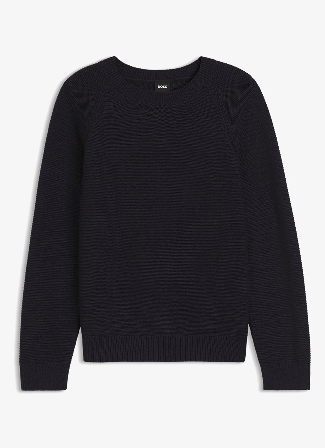 BOSS Fovila fijngebreide pullover met ronde hals - voorkant donkerblauw