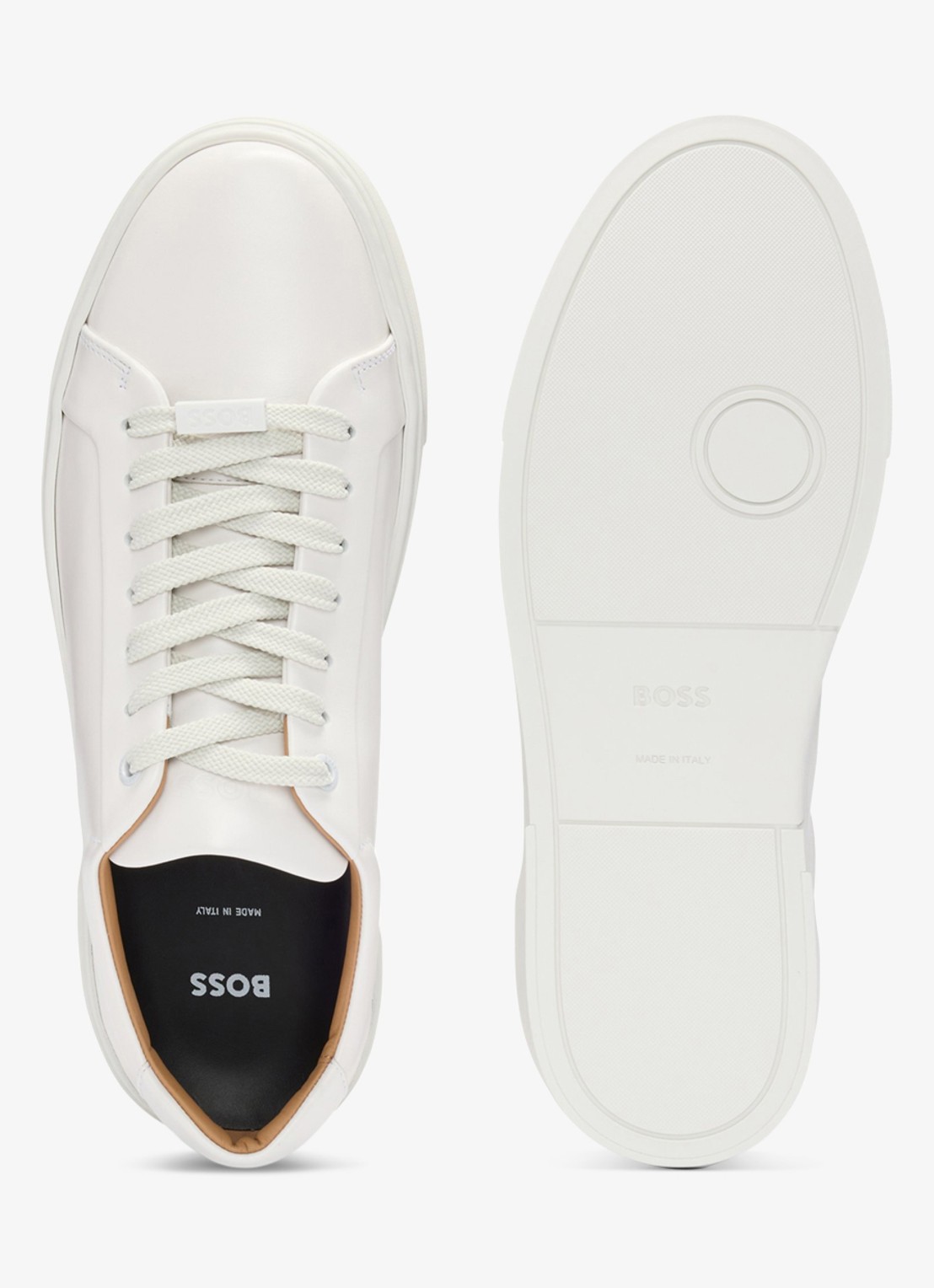 BOSS Gary sneaker van leer  - detail 2 gebroken wit