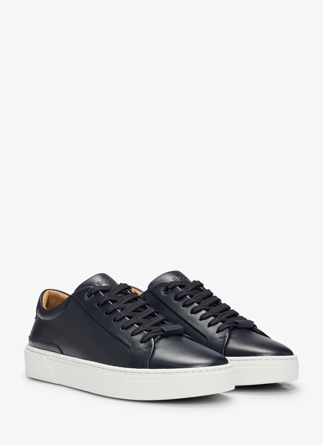 BOSS Gary sneaker van leer  - detail 2 donkerblauw