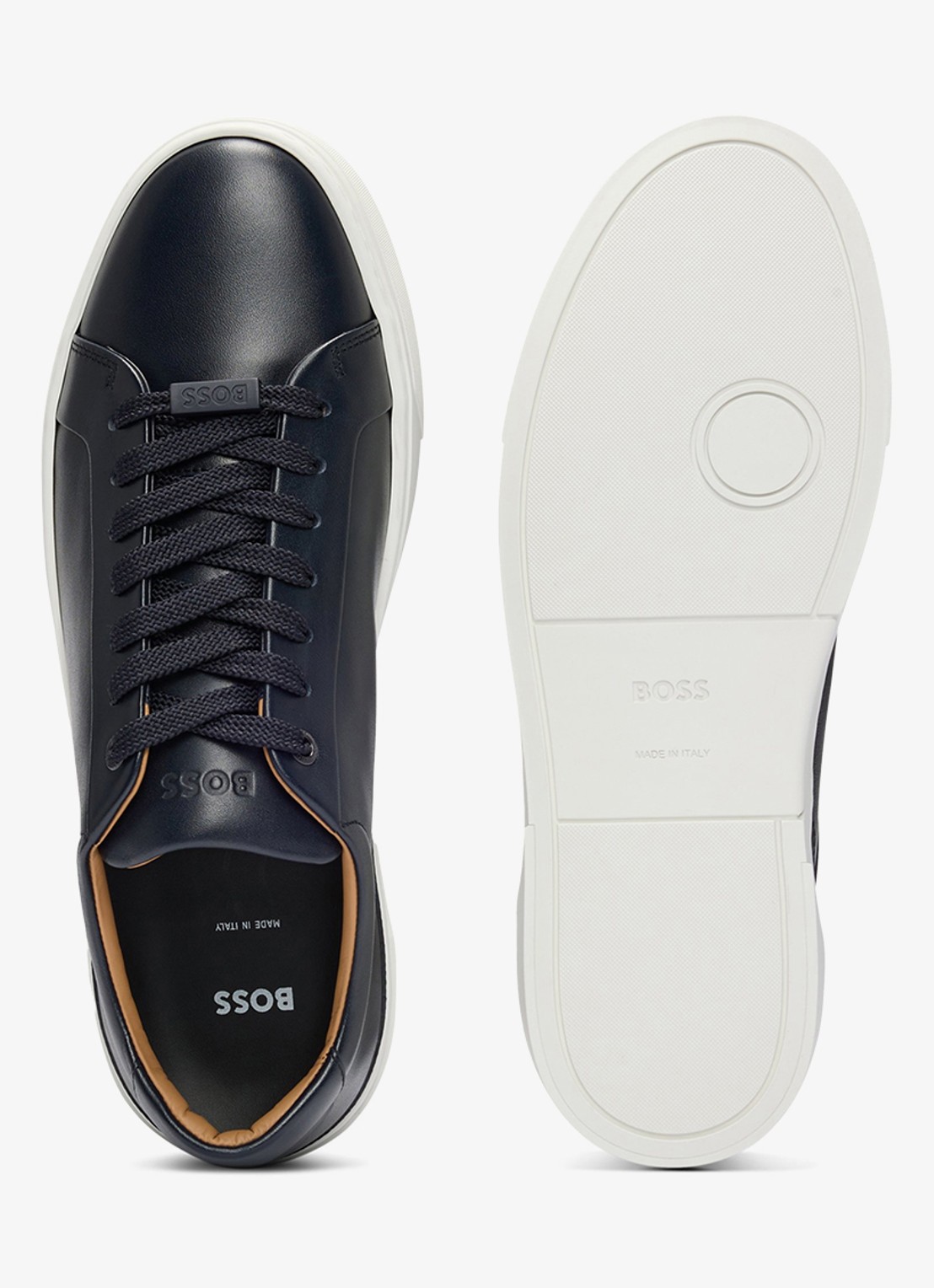 BOSS Gary sneaker van leer  - detail 3 donkerblauw