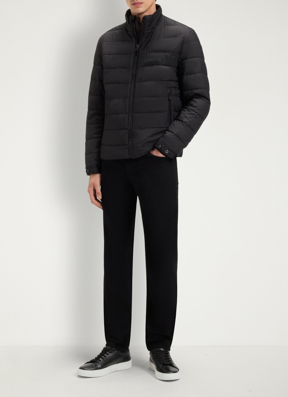 BOSS Gary sneaker van leer  - voorkant 3 zwart