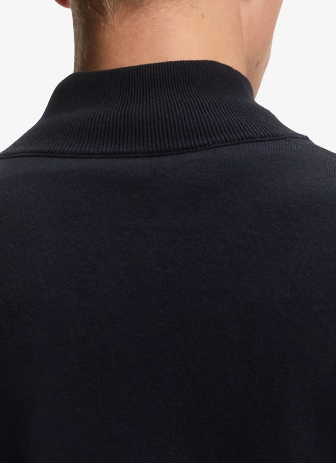 BOSS Gebreid jack van katoen en kasjmier met logopatch - detail 5 donkerblauw