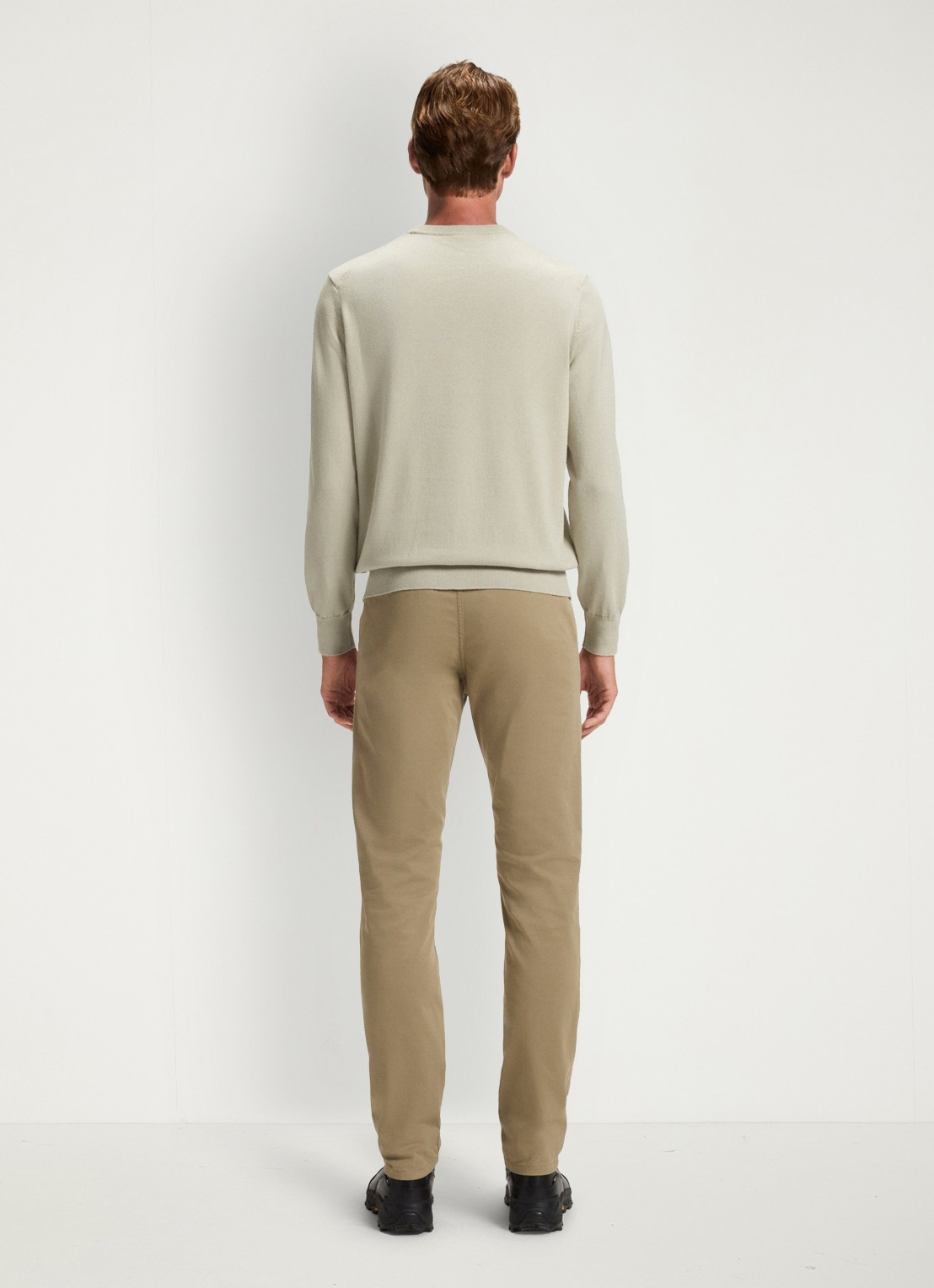 BOSS Gebreide trui van katoen en kasjmier met logolabel - achterkant light beige-271 / beige