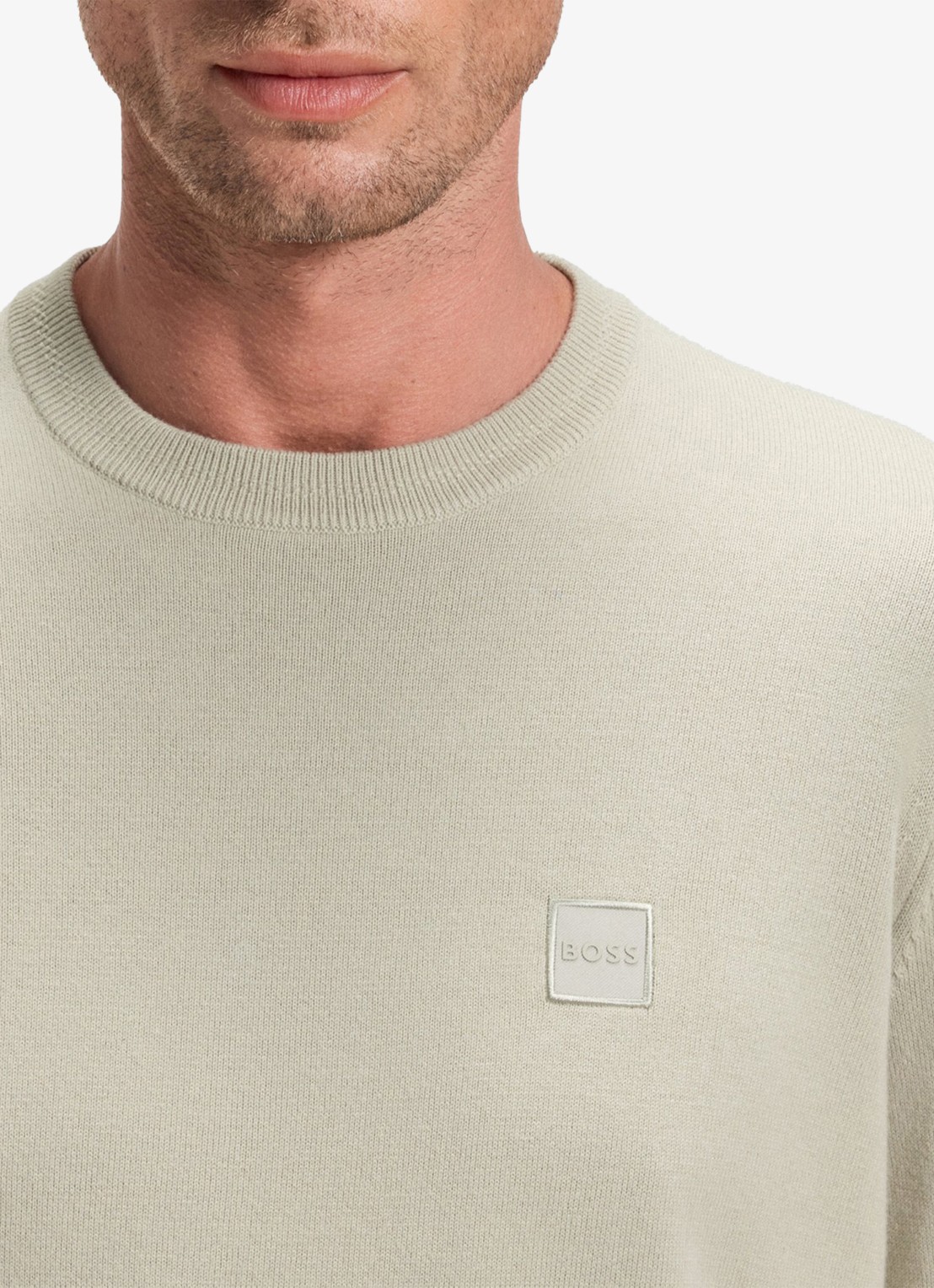 BOSS Gebreide trui van katoen en kasjmier met logolabel - detail 5 light beige-271 / beige