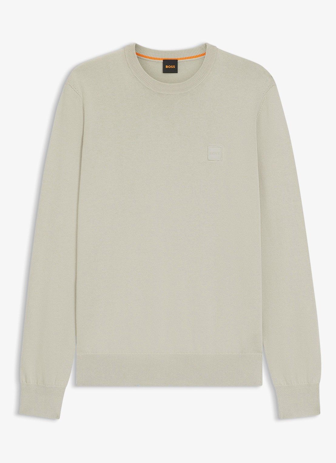 BOSS Gebreide trui van katoen en kasjmier met logolabel - voorkant 2 light beige-271 / beige