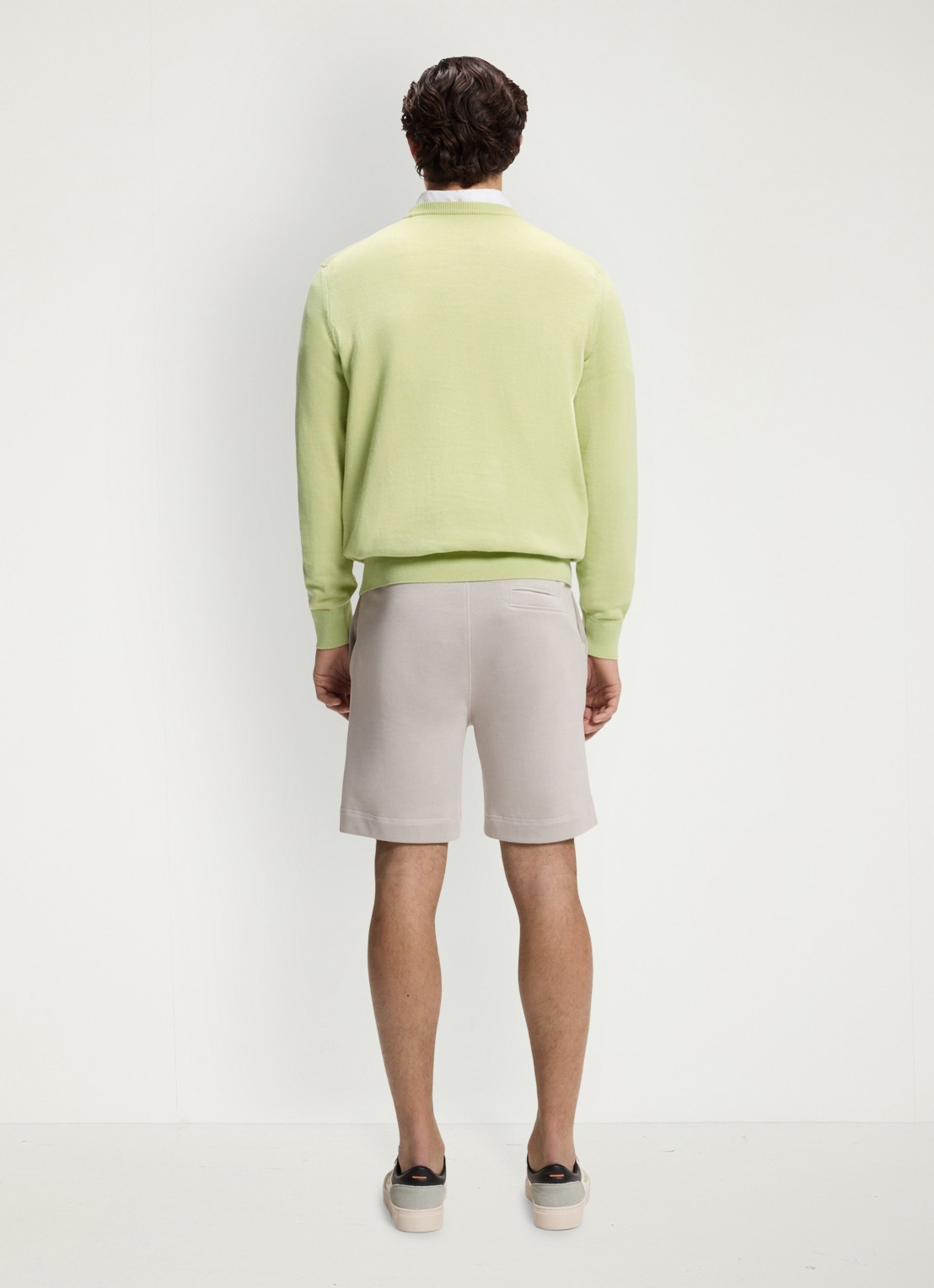 BOSS Gebreide trui van katoen en kasjmier met logolabel - achterkant 4 medium beige-267 / lichtgroen