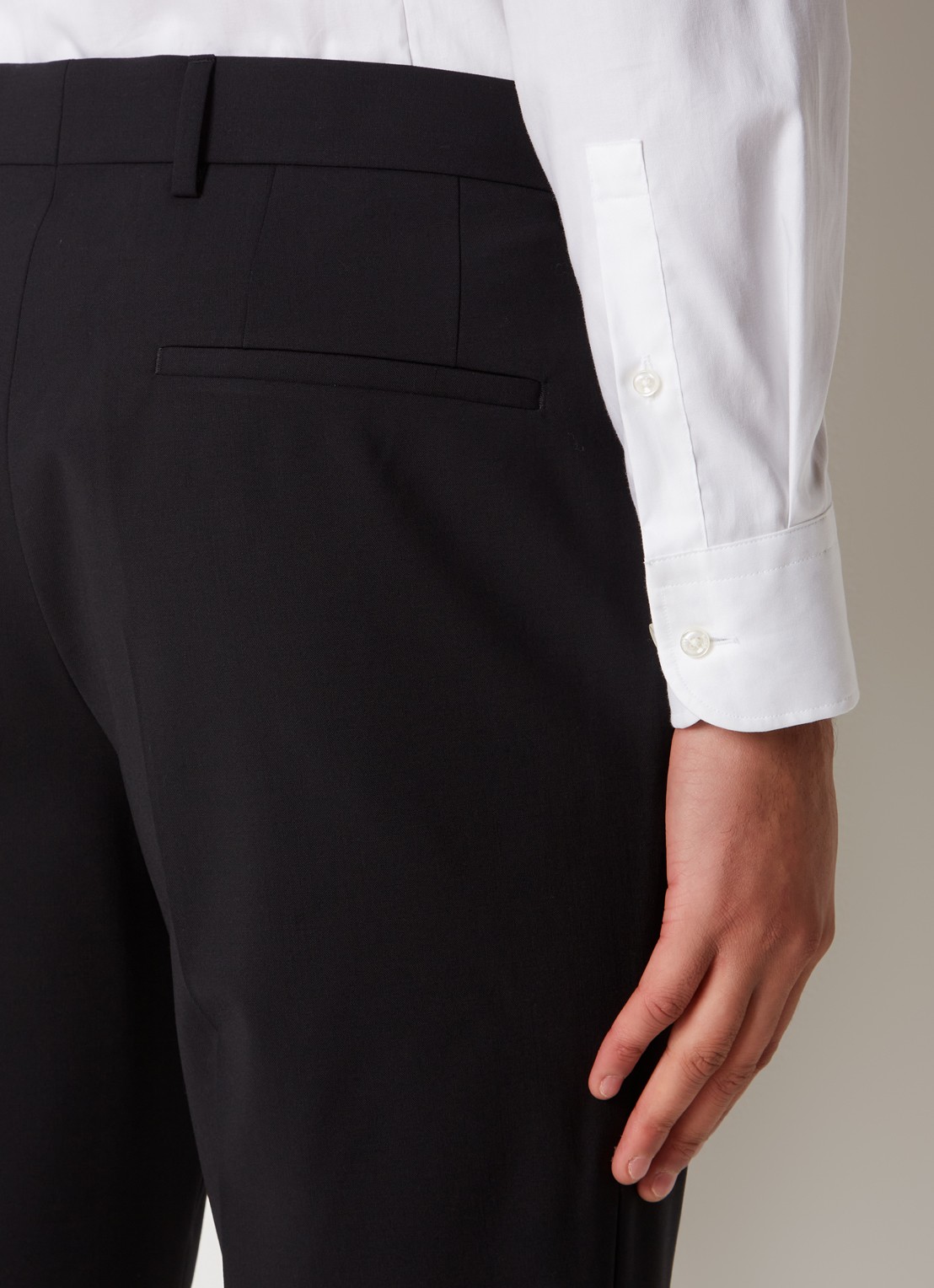 BOSS Genius slim fit pantalon van scheerwol met steekzakken - detail 3 zwart
