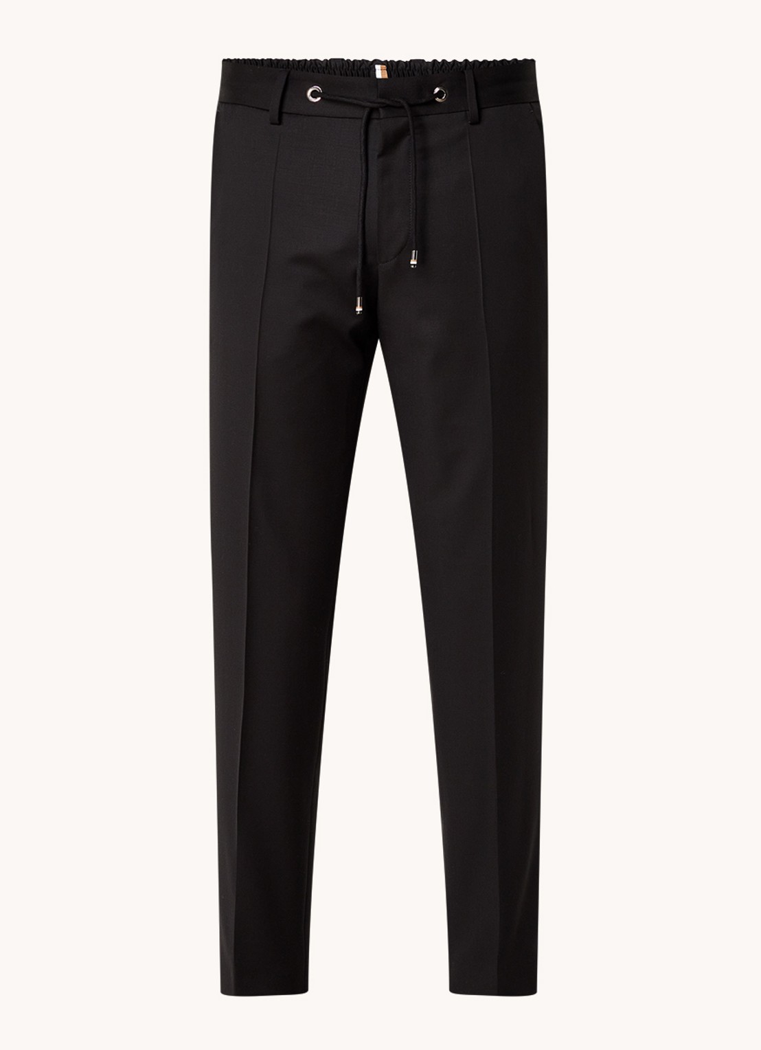 BOSS Genius tapered fit cropped pantalon met steekzakken - voorkant 5 zwart