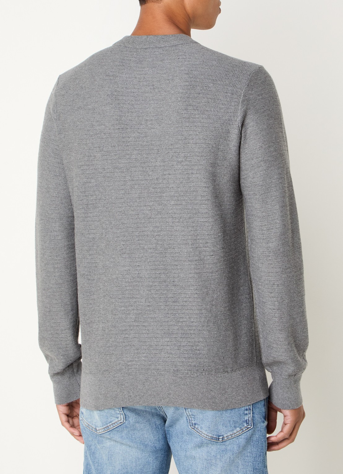 BOSS Gestructureerde met logopatch van katoen en kasjmier - achterkant 3 light /pastel grey-051 / grijs