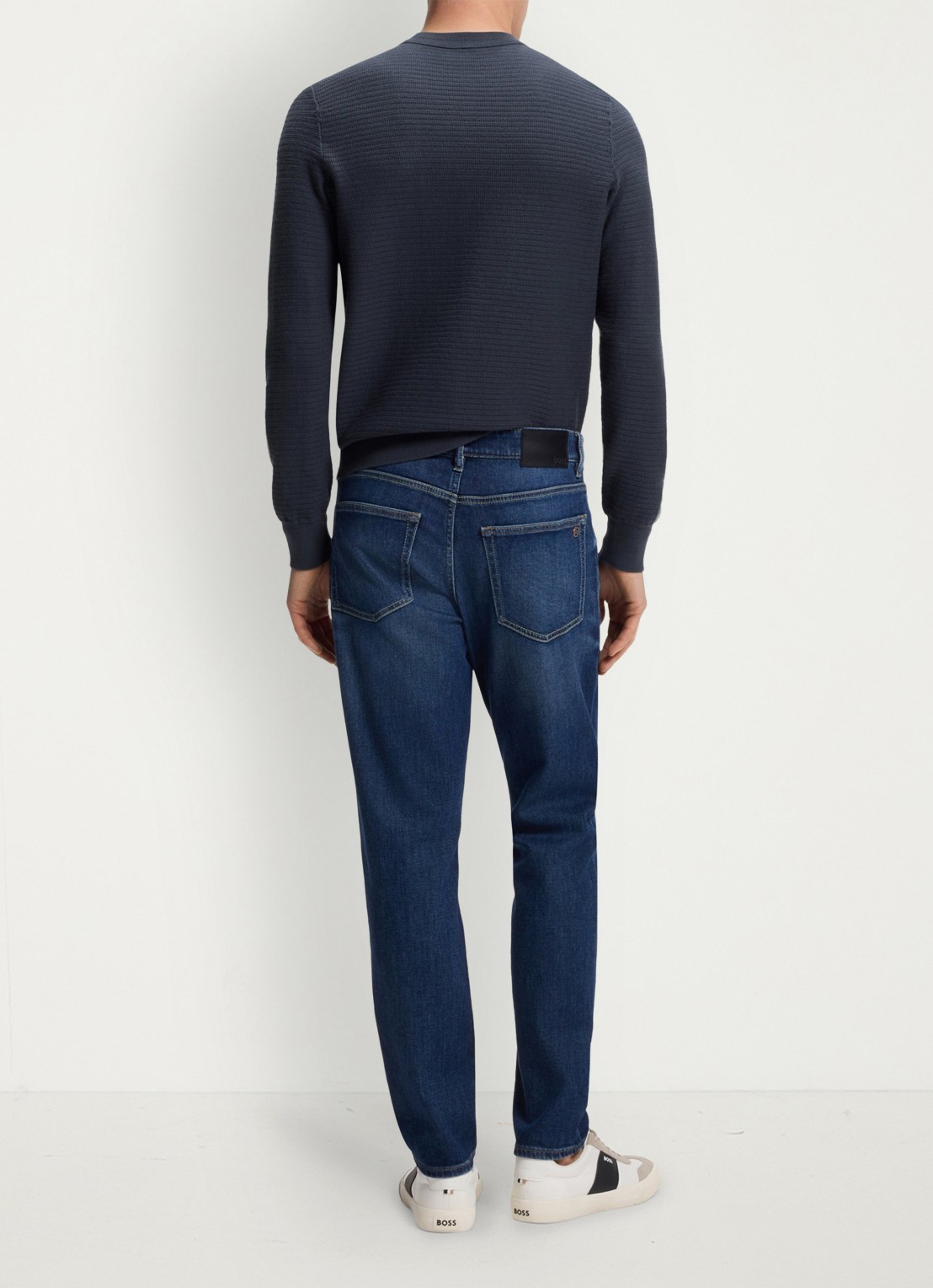 BOSS Gestructureerde met logopatch van katoen en kasjmier - achterkant 5 dark blue-406 / blauw