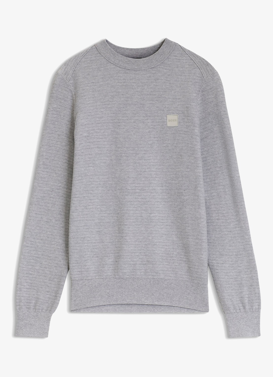 BOSS Gestructureerde met logopatch van katoen en kasjmier - voorkant open grey-086 / grijs