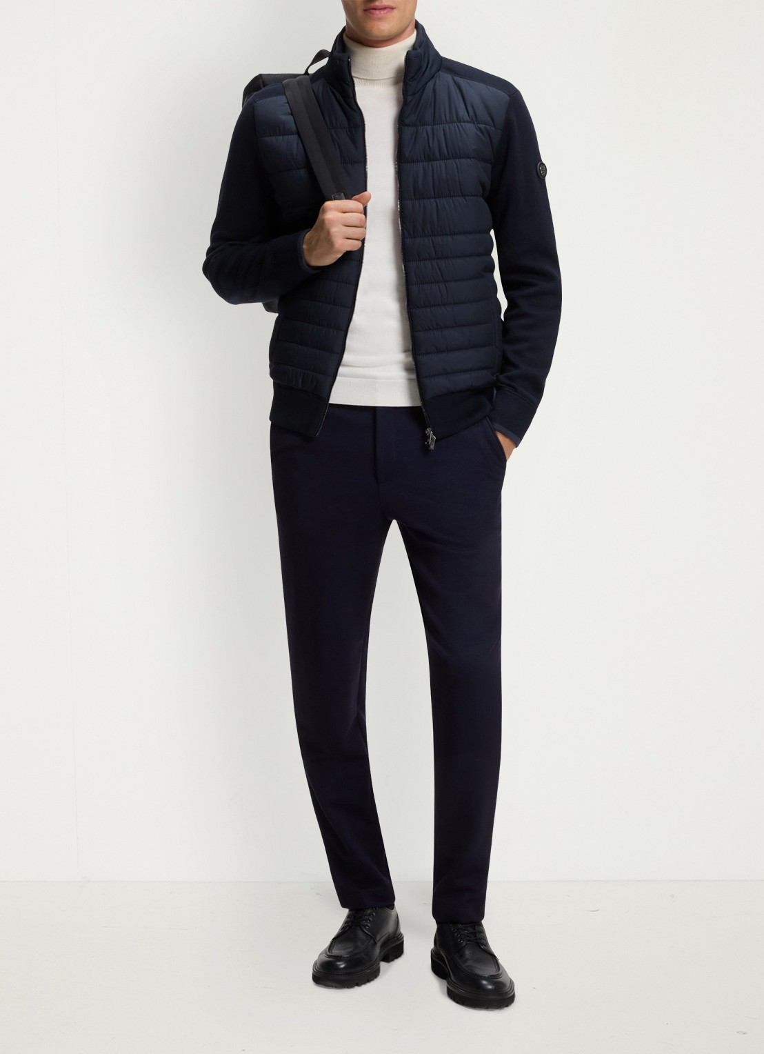 BOSS Gewatteerd jack in wolblend - voorkant 6 blauw