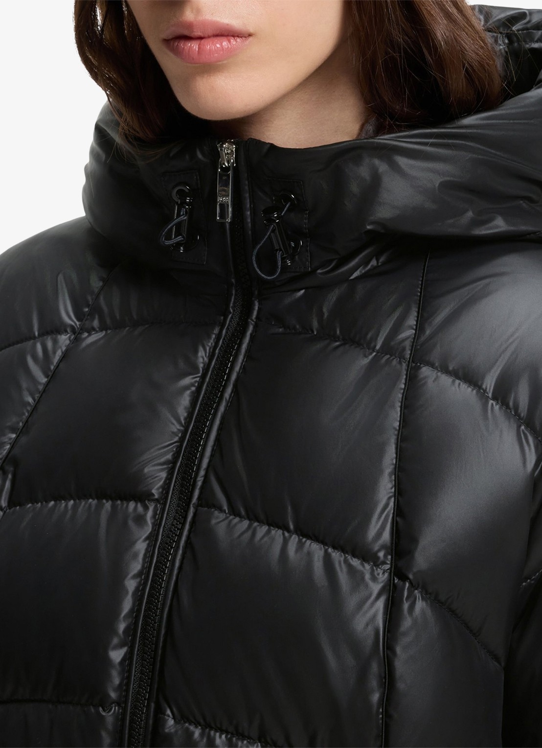 BOSS Gewatteerde parka met capuchon en afneembare riem - detail 4 zwart