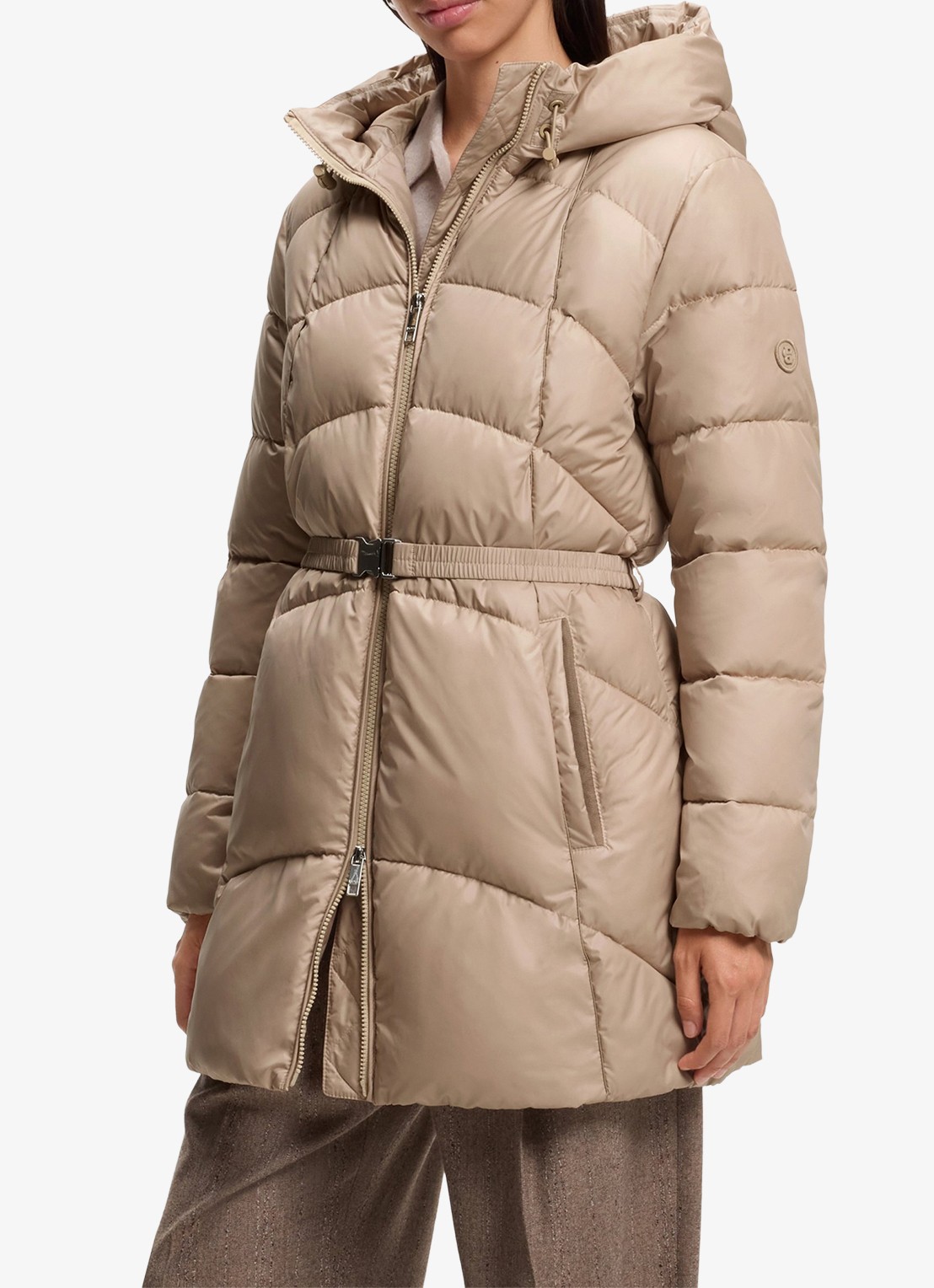 BOSS Gewatteerde parka met capuchon en afneembare riem - detail 4 beige