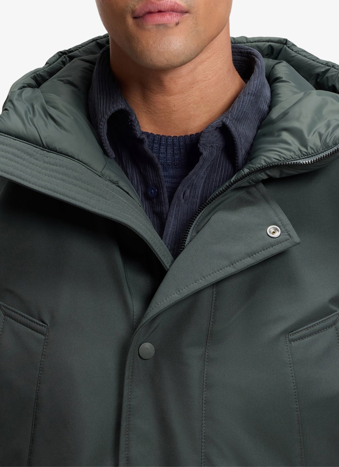 BOSS Gewatteerde parka met steekzakken - detail 2 open green-377 / groen
