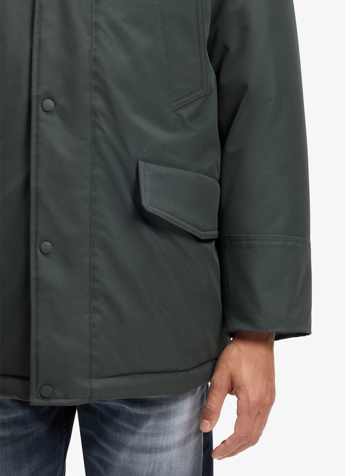 BOSS Gewatteerde parka met steekzakken - detail 3 open green-377 / groen