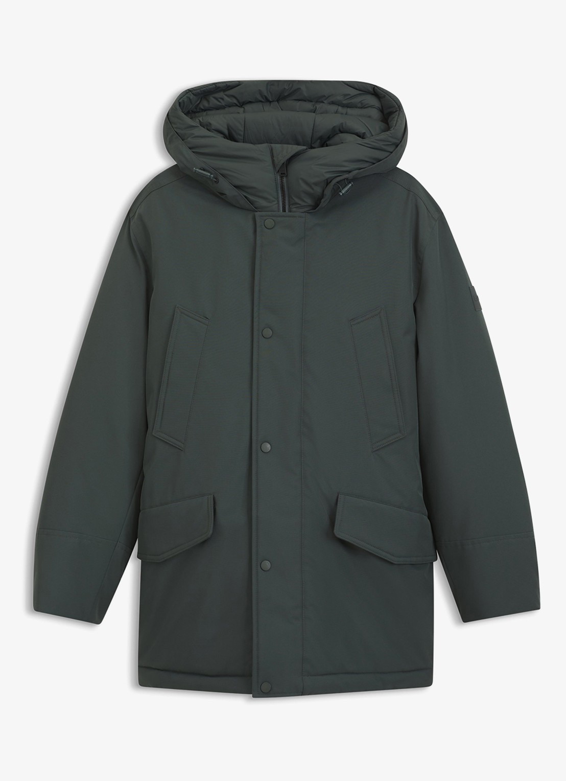 BOSS Gewatteerde parka met steekzakken - voorkant 5 open green-377 / groen