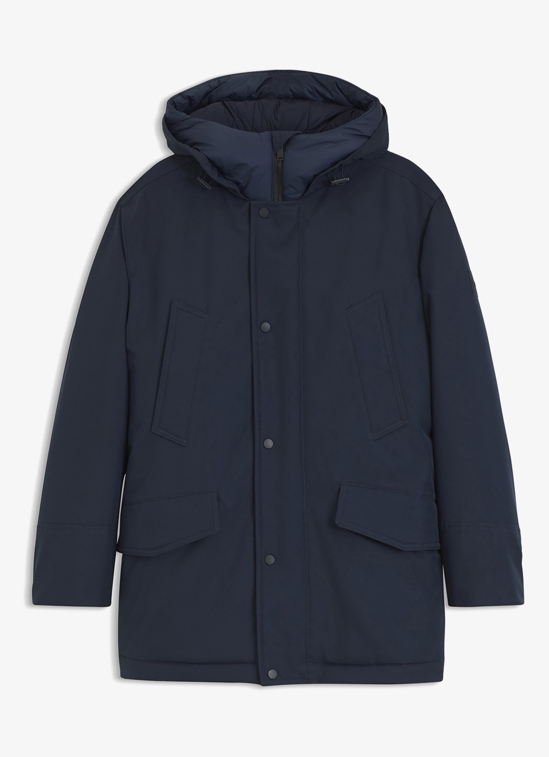 BOSS Gewatteerde parka met steekzakken - voorkant blauw