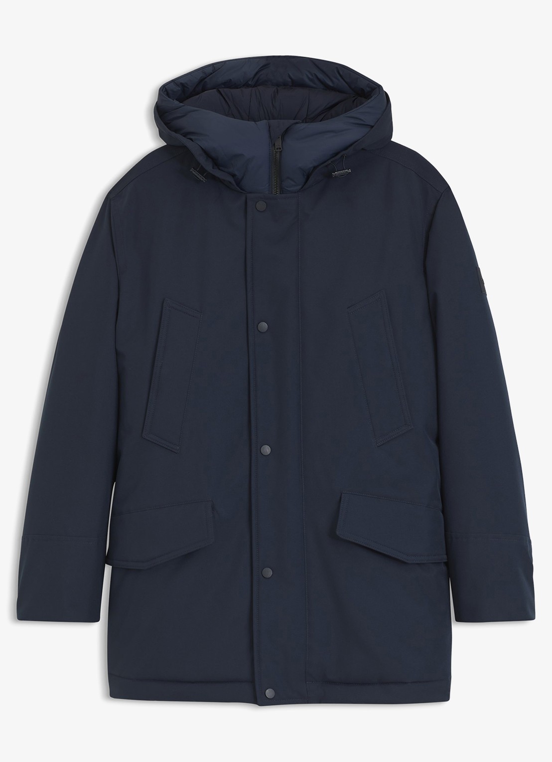 BOSS Gewatteerde parka met steekzakken - voorkant blauw