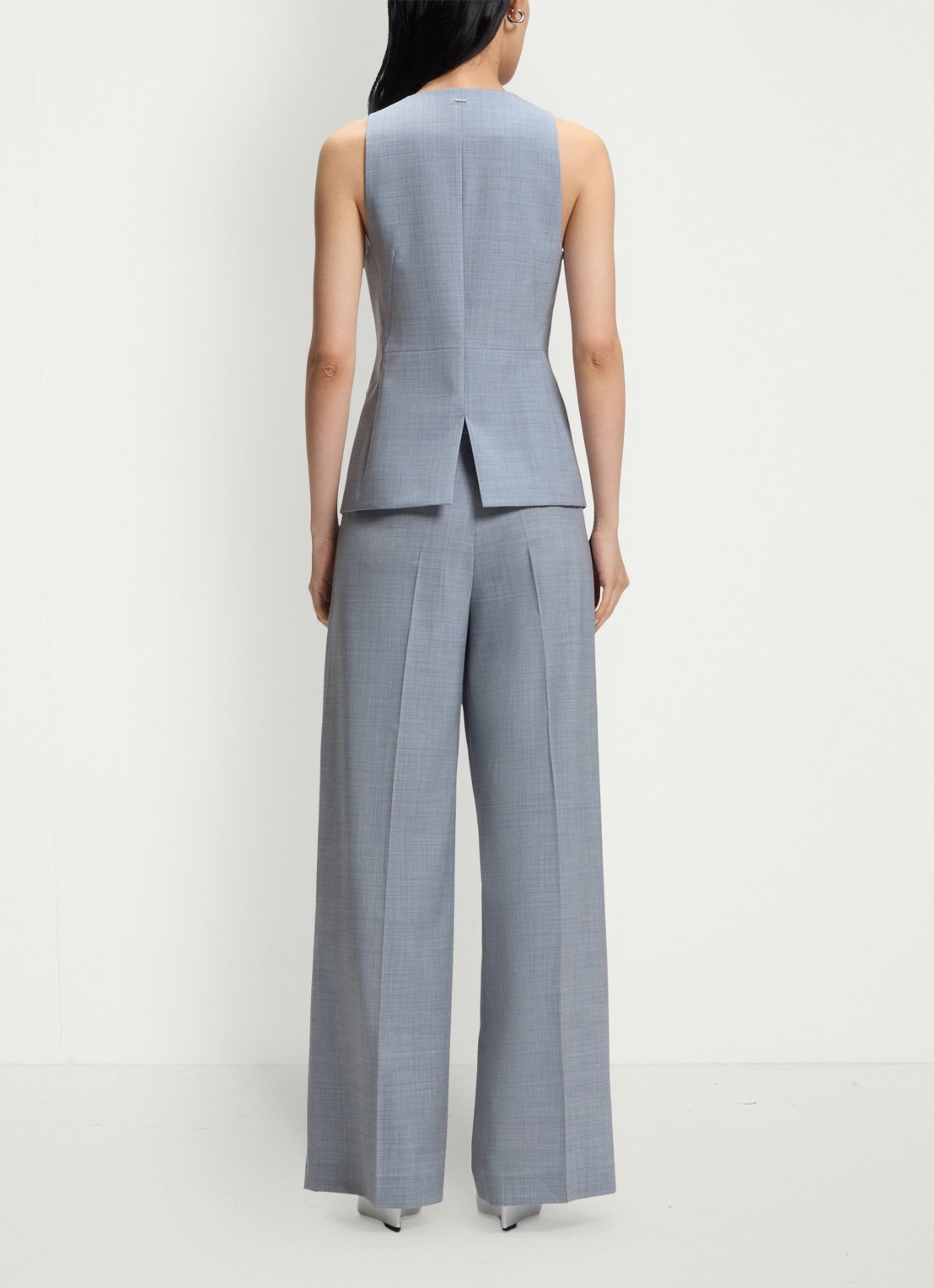 BOSS Gilet met paspelzakken - achterkant blauwgrijs
