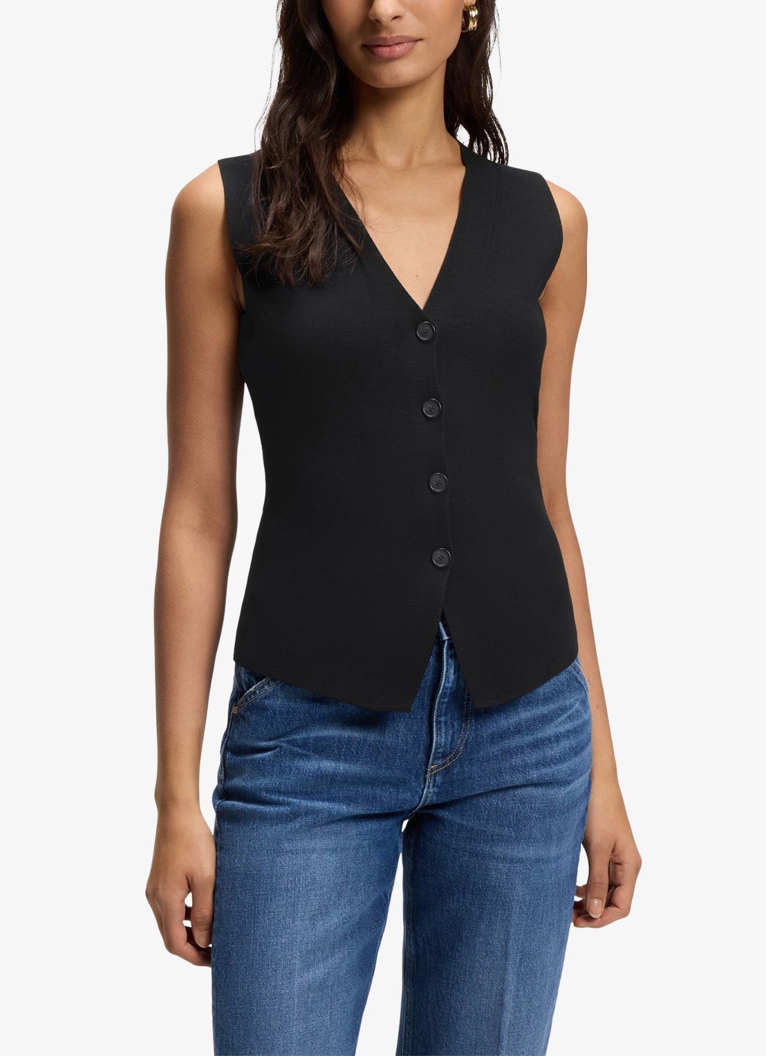 BOSS Gilet met V-hals - detail 3 zwart