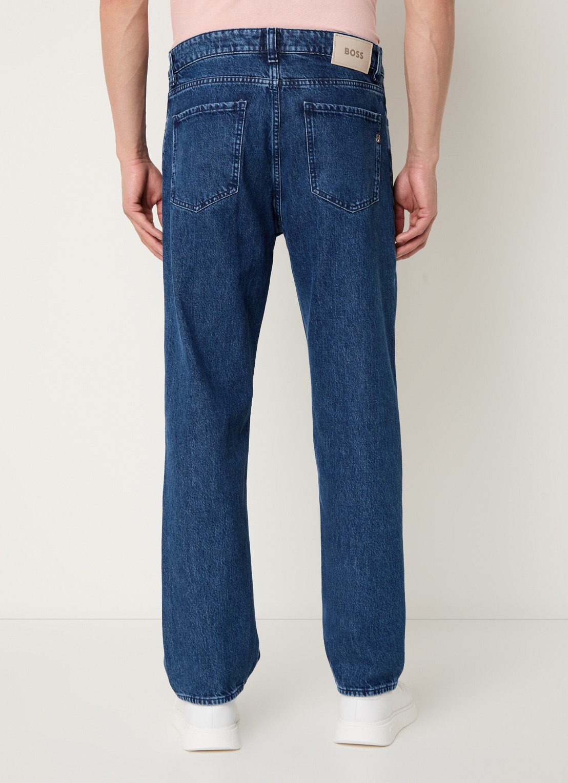 BOSS H-Akron straight leg jeans met donkere wassing - achterkant indigo