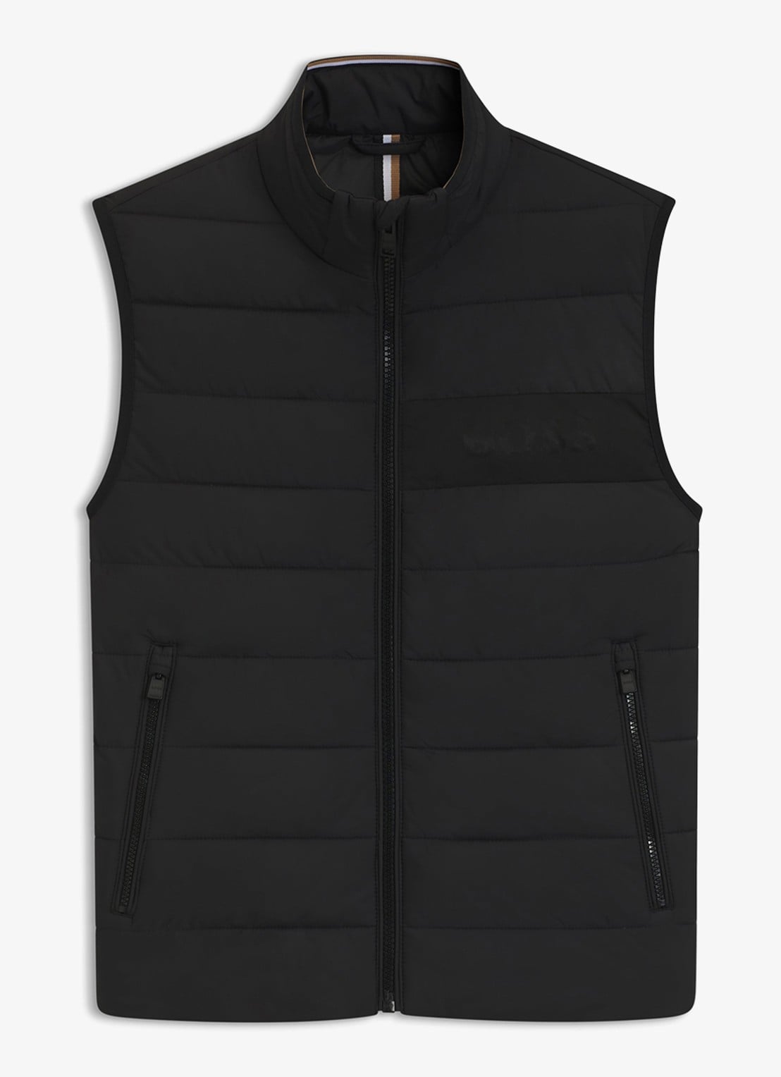 BOSS  H-Cenito gewatteerde bodywarmer met ritszakken - voorkant zwart