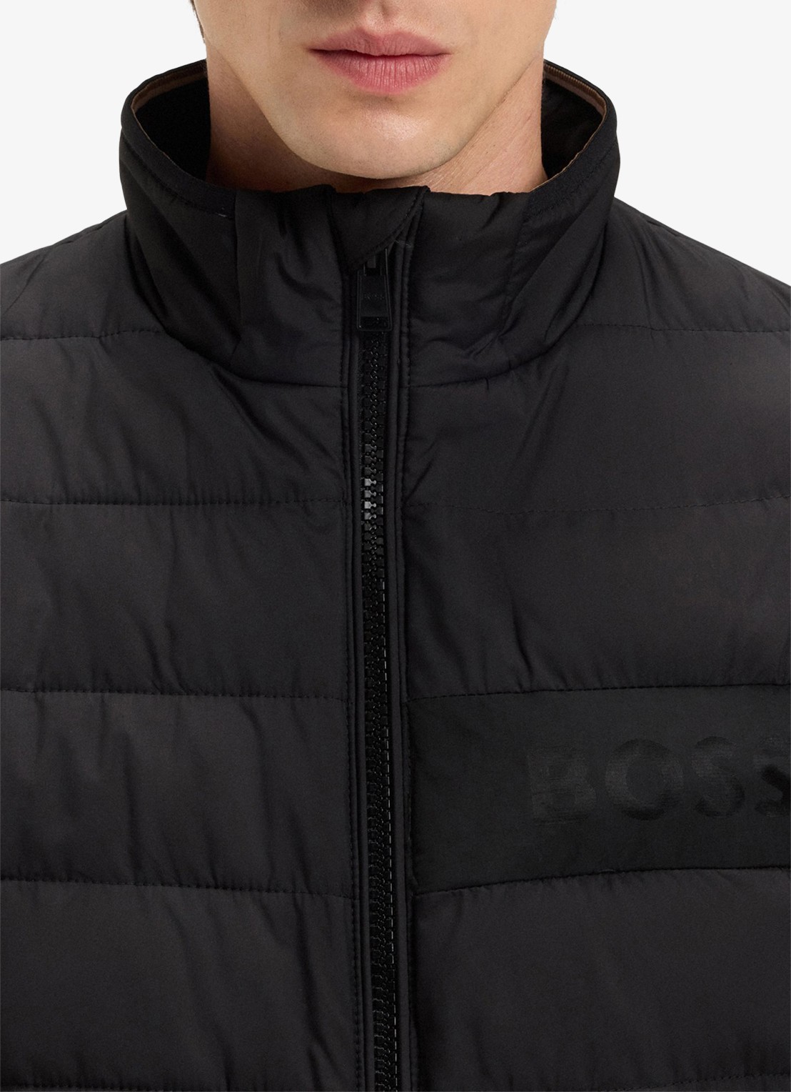 BOSS H-Cenitos gewatteerd jack met logoprint en ritszakken - detail 2 zwart