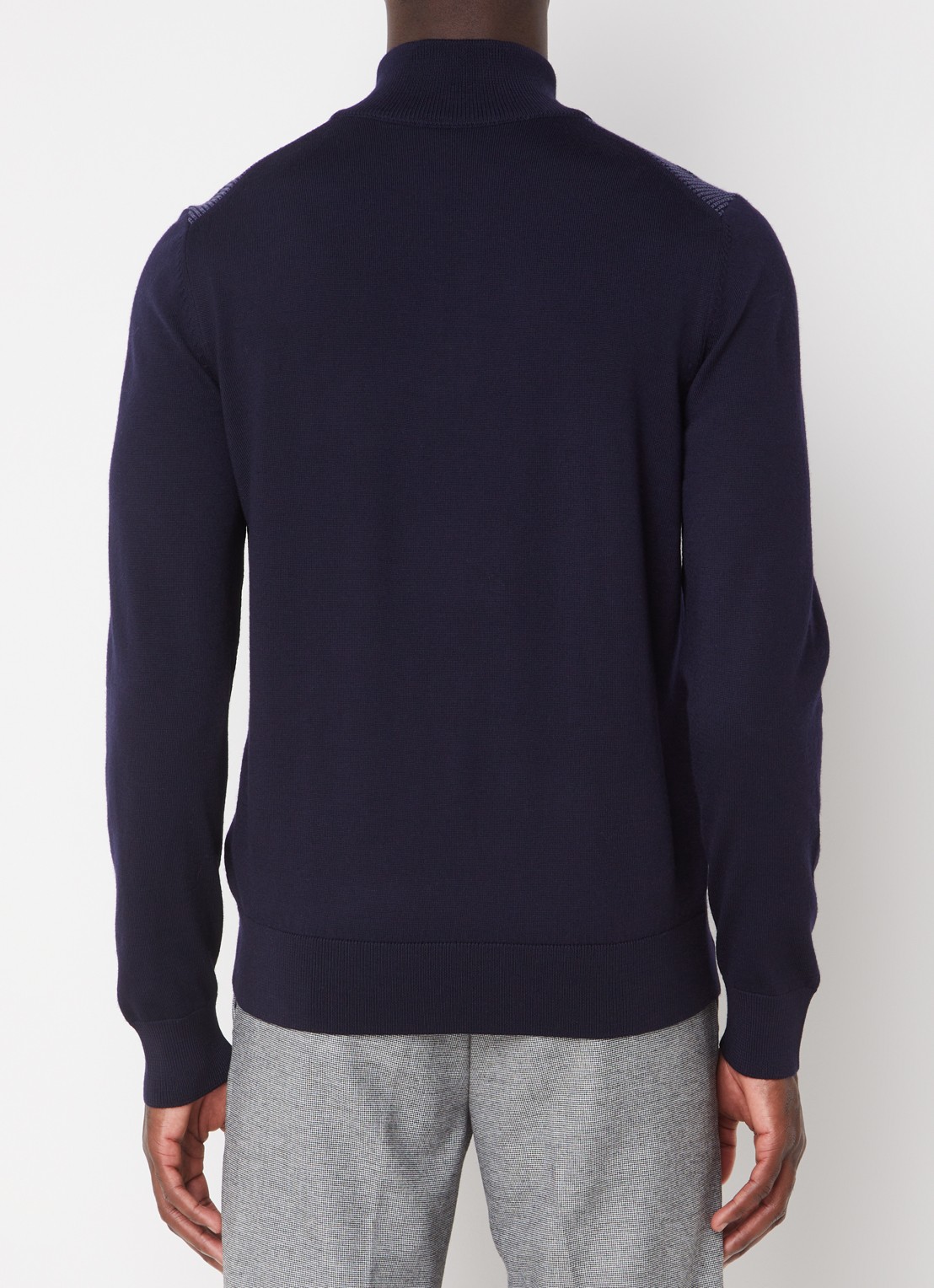 BOSS H-Dambino grofgebreide pullover van scheerwol - achterkant 4 donkerblauw