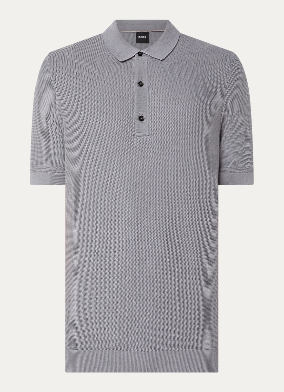 BOSS H-Daremo grofgebreide regular fit polo  - voorkant 2 grijs