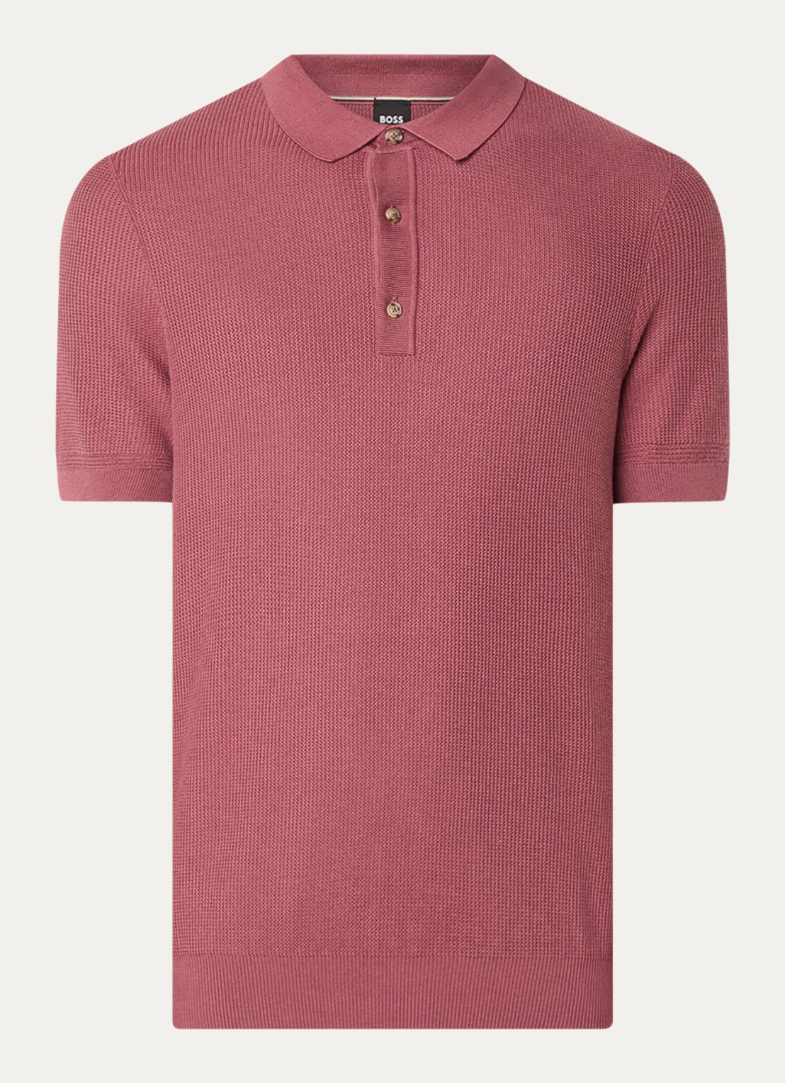 BOSS H-Daremo grofgebreide regular fit polo  - voorkant 4 donkerrood