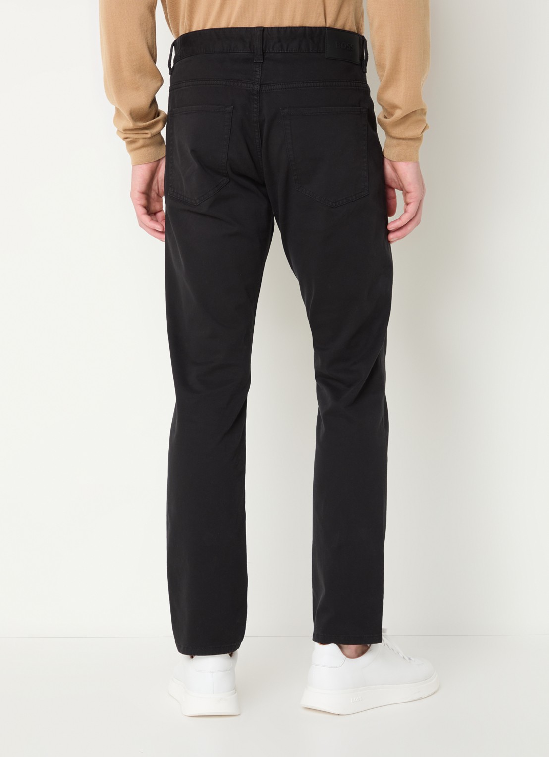 BOSS H-Delaware slim fit broek van wol met steekzakken - achterkant 5 zwart