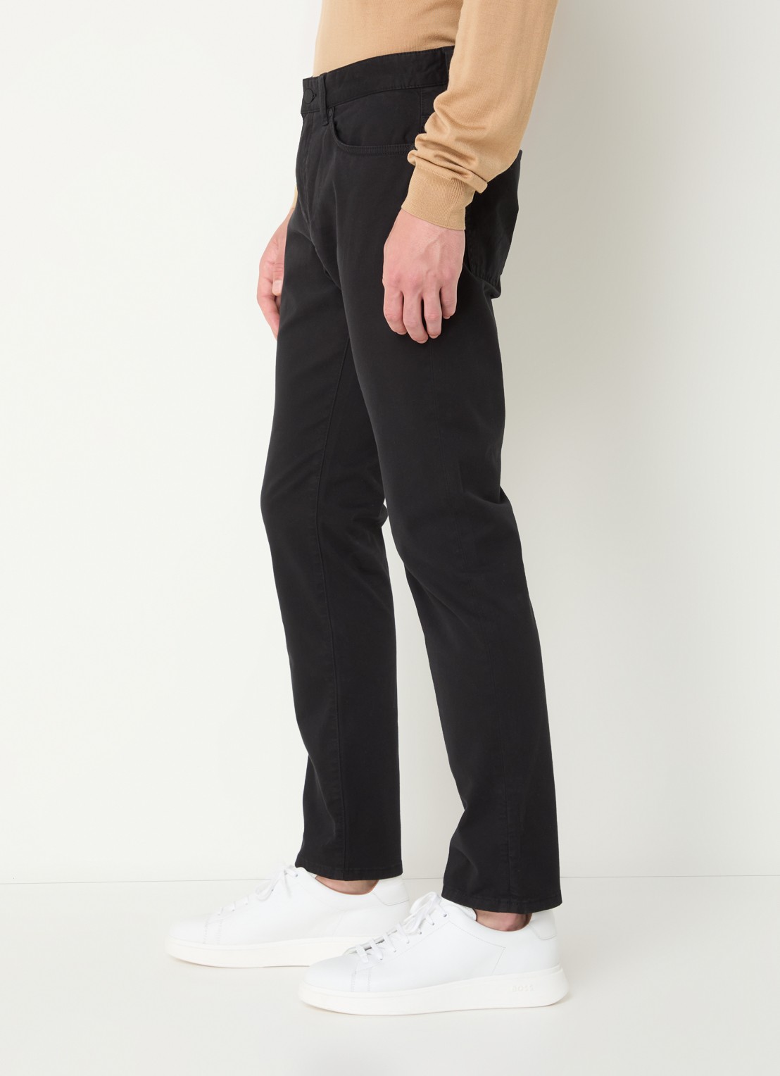 BOSS H-Delaware slim fit broek van wol met steekzakken - detail 2 zwart