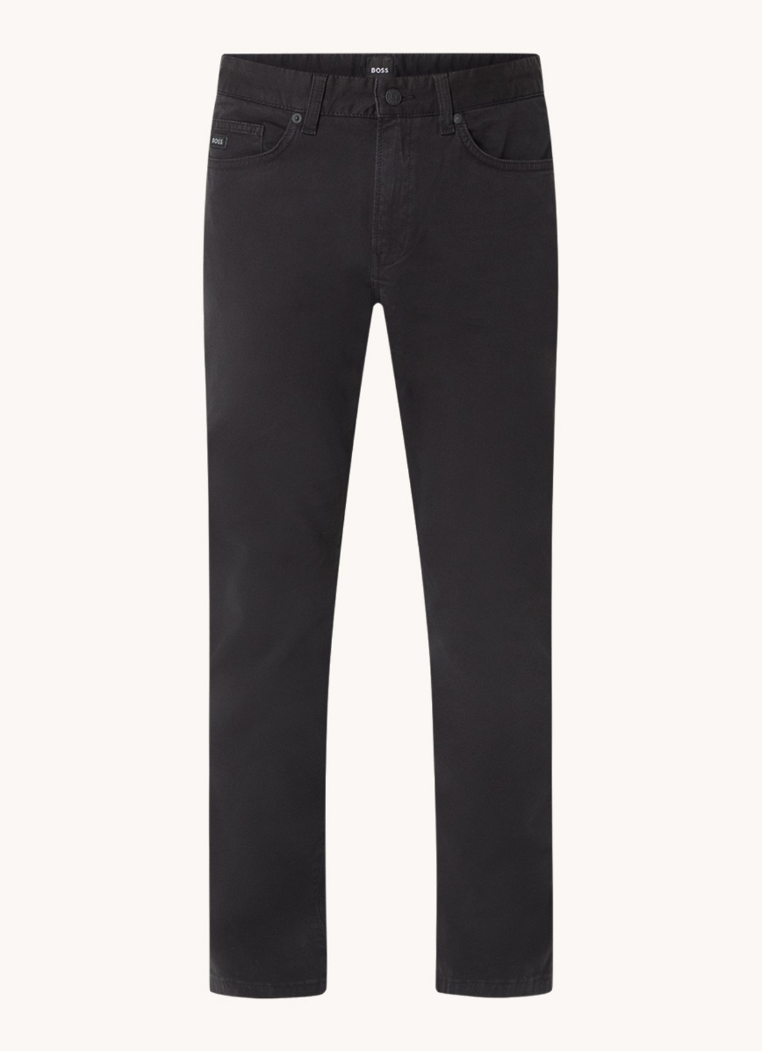 BOSS H-Delaware slim fit broek van wol met steekzakken - voorkant 3 zwart