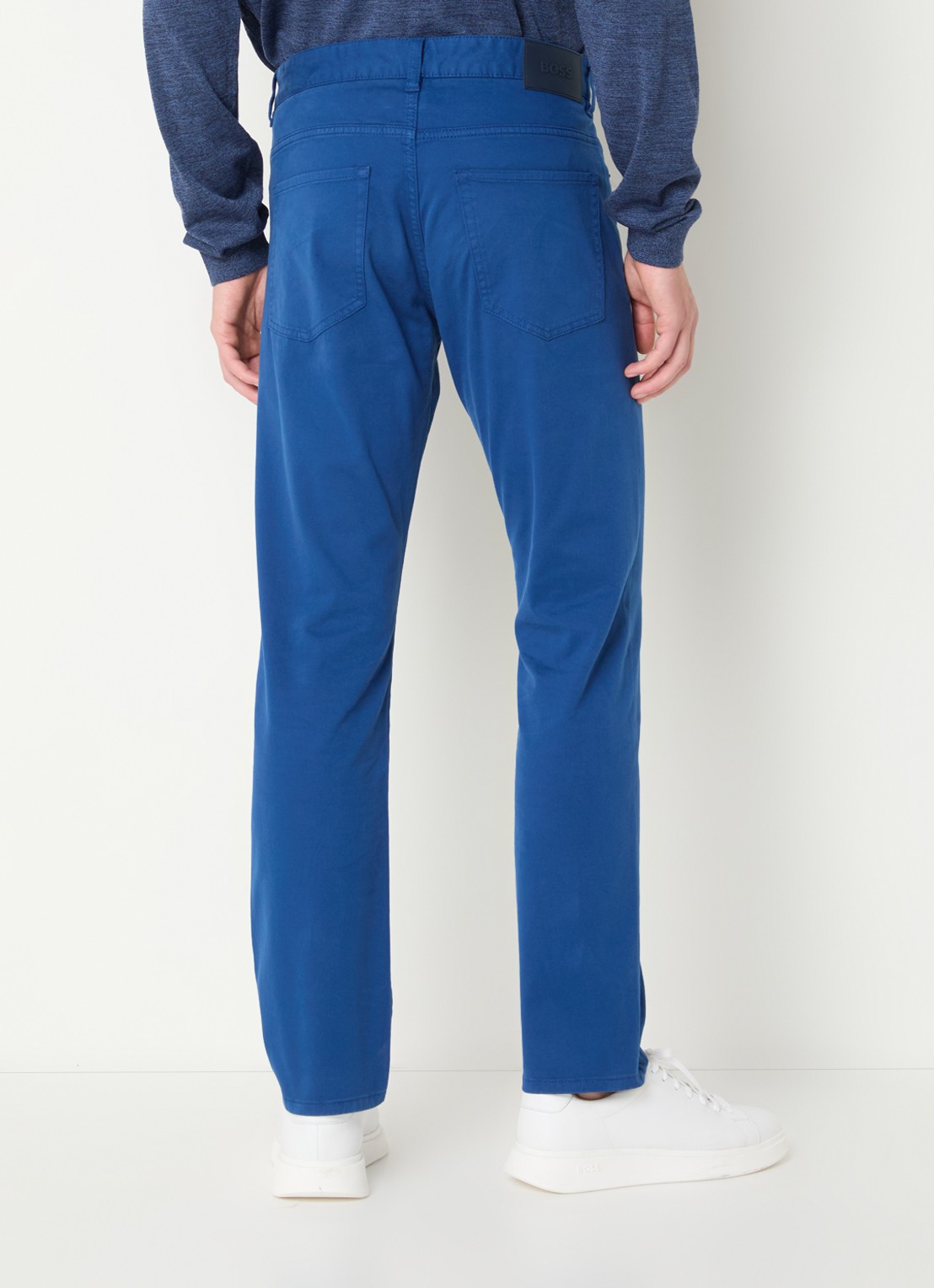 BOSS H-Delaware slim fit broek van wol met steekzakken - achterkant 3 blauw