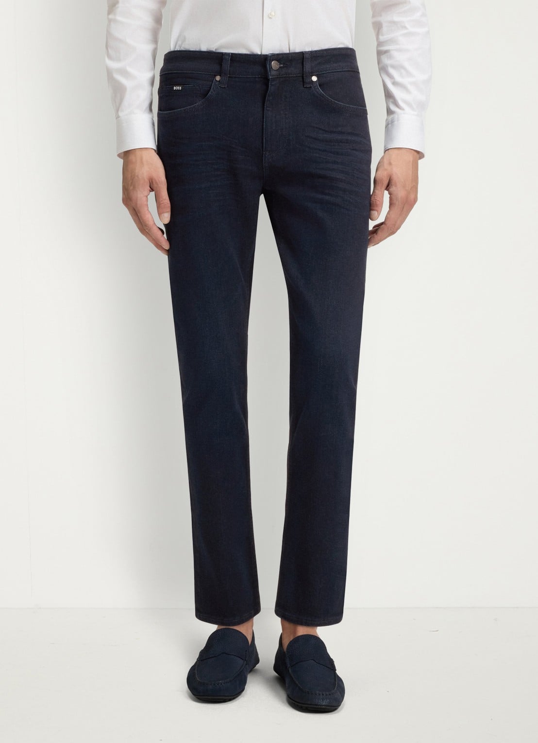 BOSS H-Delaware slim fit jeans met donkere wassing en steekzakken - detail 3 indigo