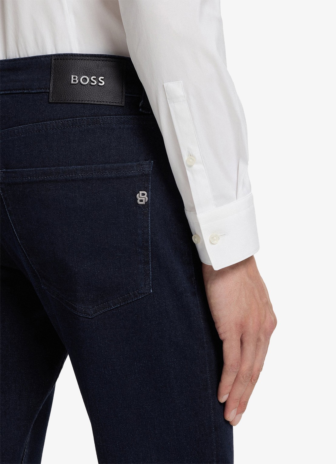 BOSS H-Delaware slim fit jeans met donkere wassing en steekzakken - detail 6 indigo