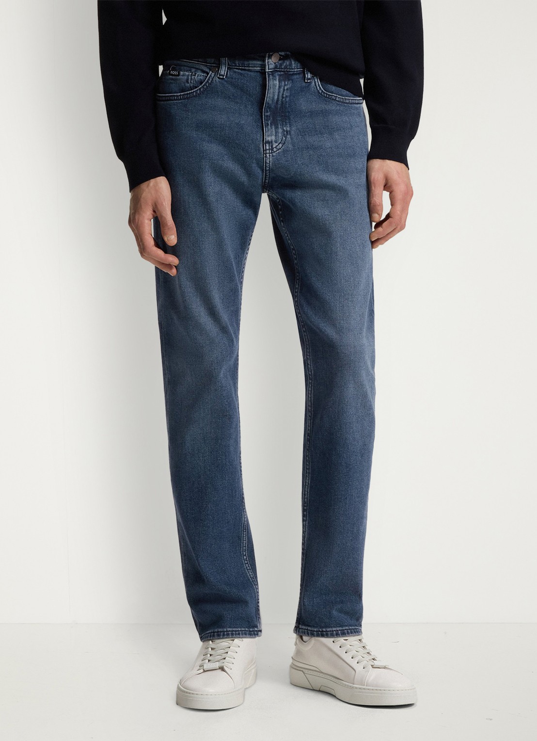 BOSS H-Delaware slim fit jeans met donkere wassing - detail indigo