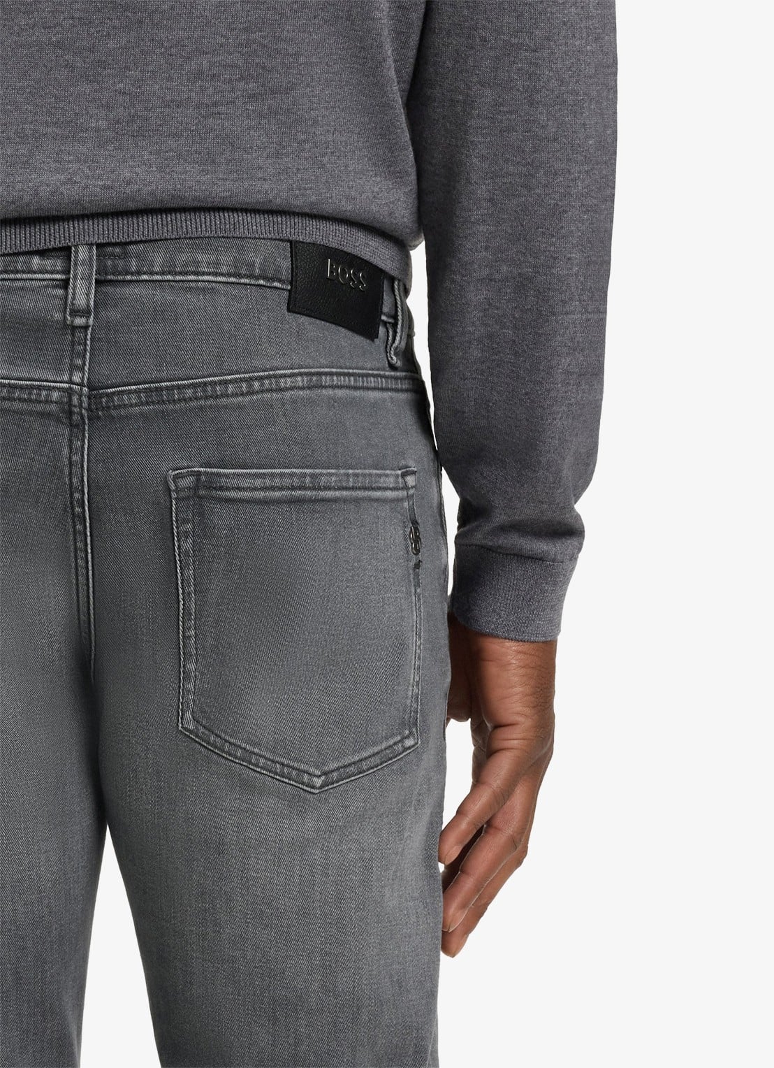 BOSS H-Delaware slim fit jeans met gekleurde wassing - detail 6 donkergrijs