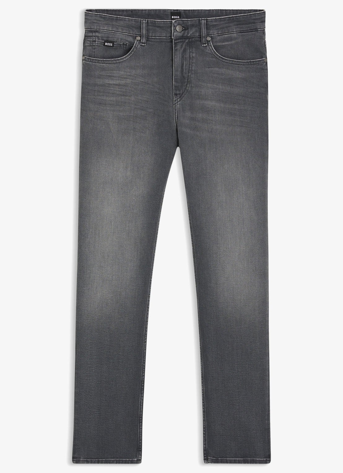 BOSS H-Delaware slim fit jeans met gekleurde wassing - voorkant donkergrijs